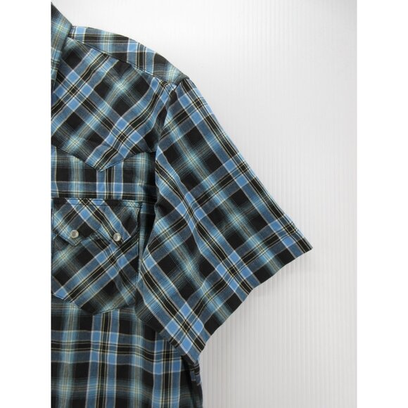 Wrangler Shirt XL Western Pearl Snap Y2K Cowboy Rodeo Plaid Pockets - Picture 3 of 10